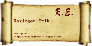 Rozinger Erik névjegykártya